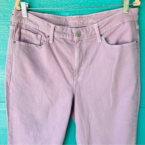 OLD NAVY HIGH RISE O.G. LOOSE FIT WOOD VIOLET LAVENDER PURPLE JEANS SIZE 14 - Picture 4 of 10